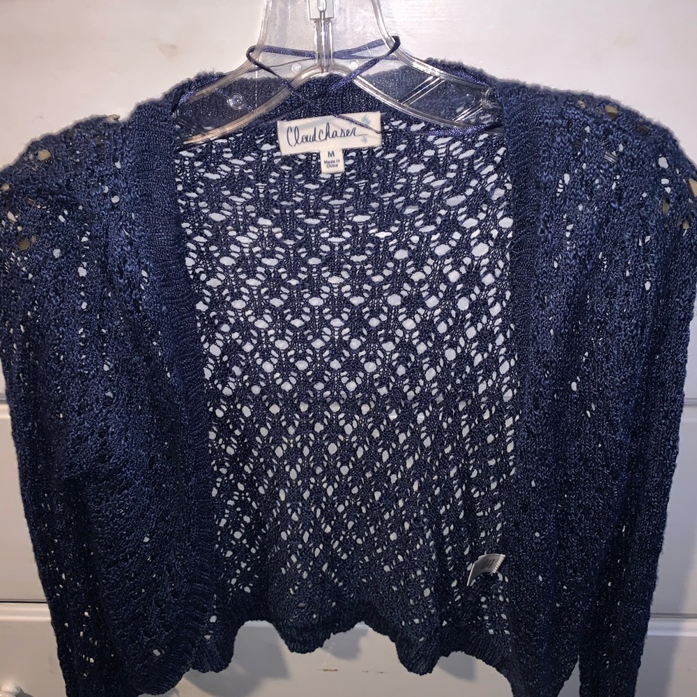 women’s navy blue cardigan